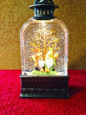 Snow Globe Lantern – Gnome Garden Scene with Glitter Snow